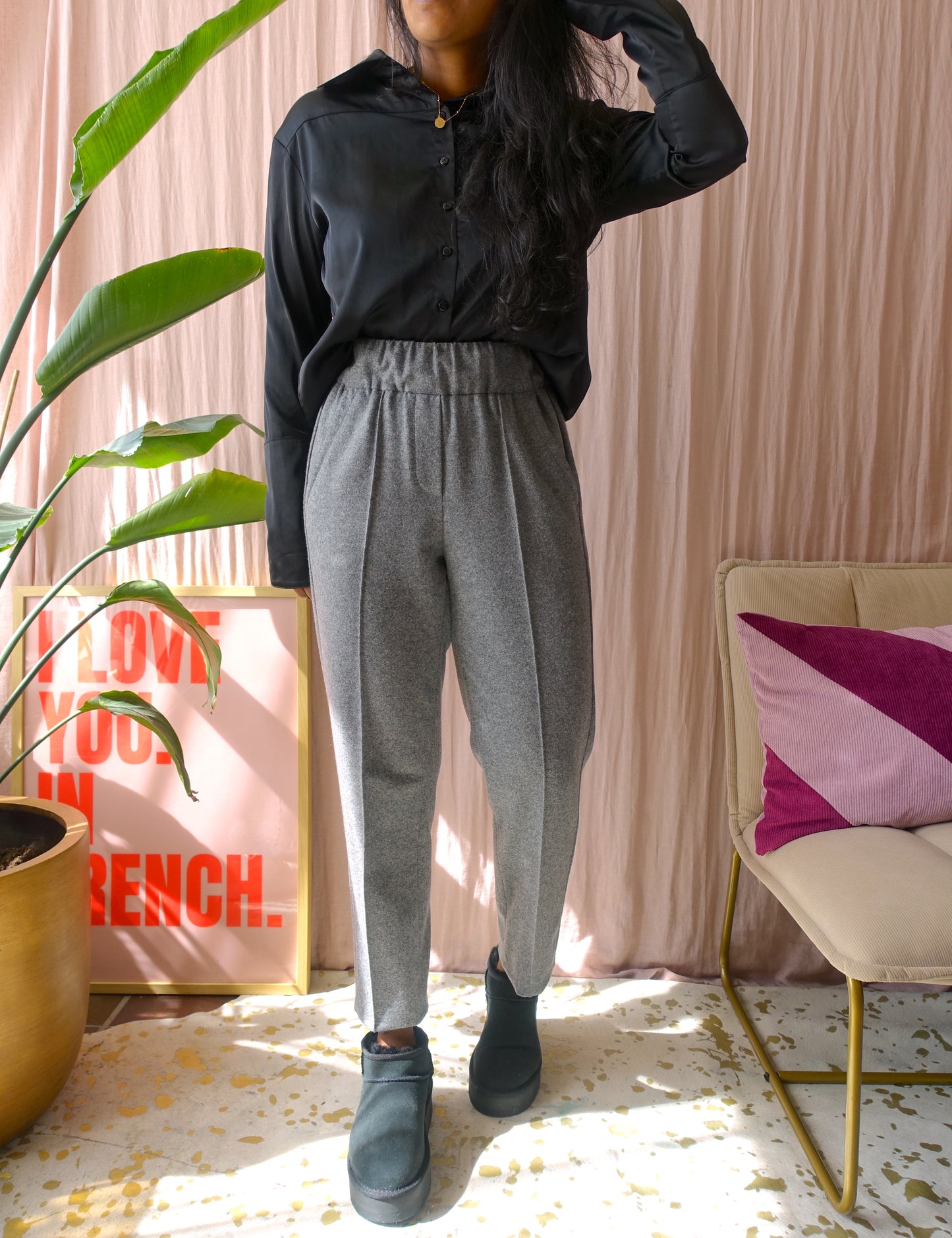 Luisa Cerano tapered wool pants classic grey melange