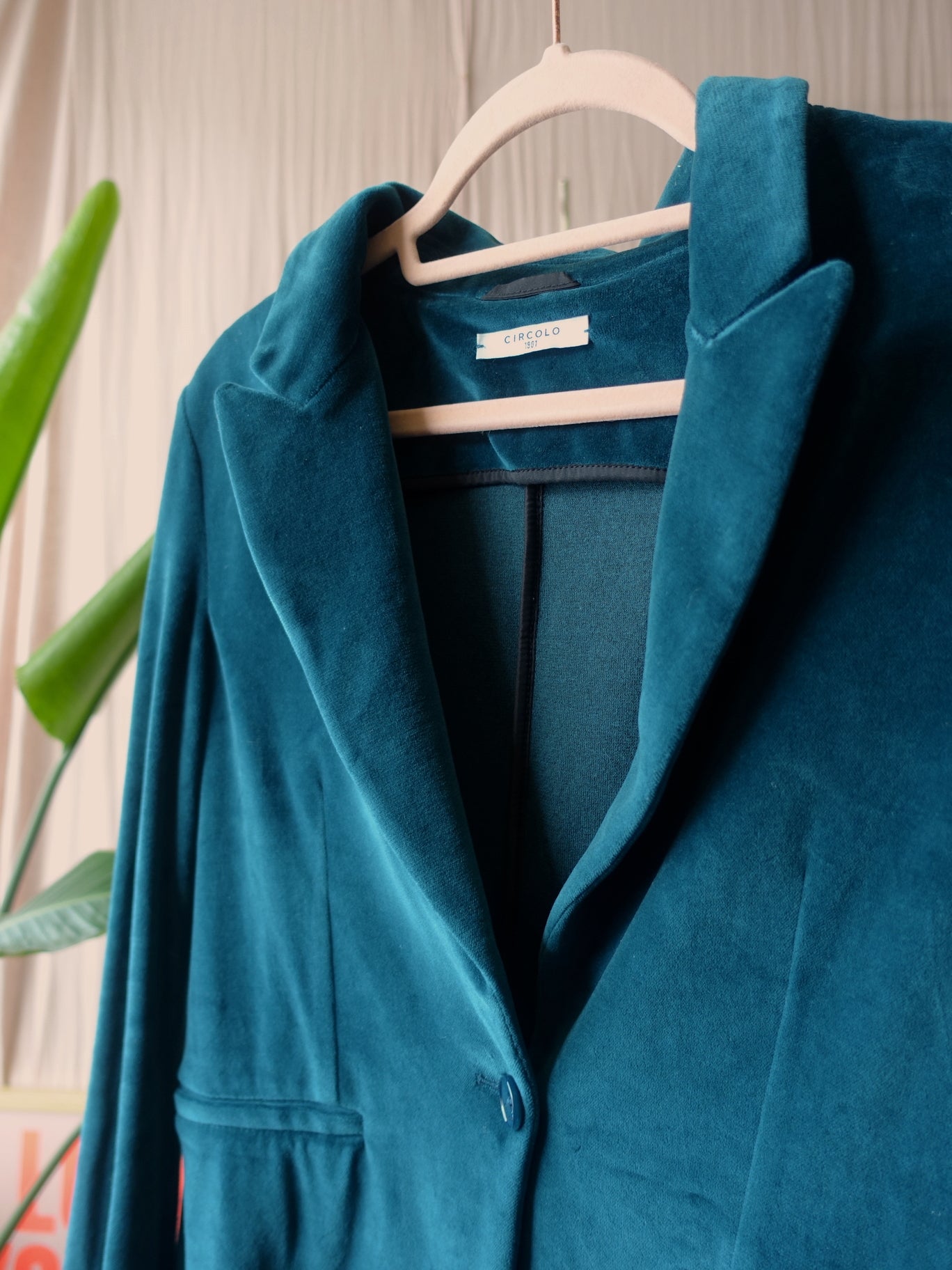 Circolo 1901 classic velvet blazer petrol