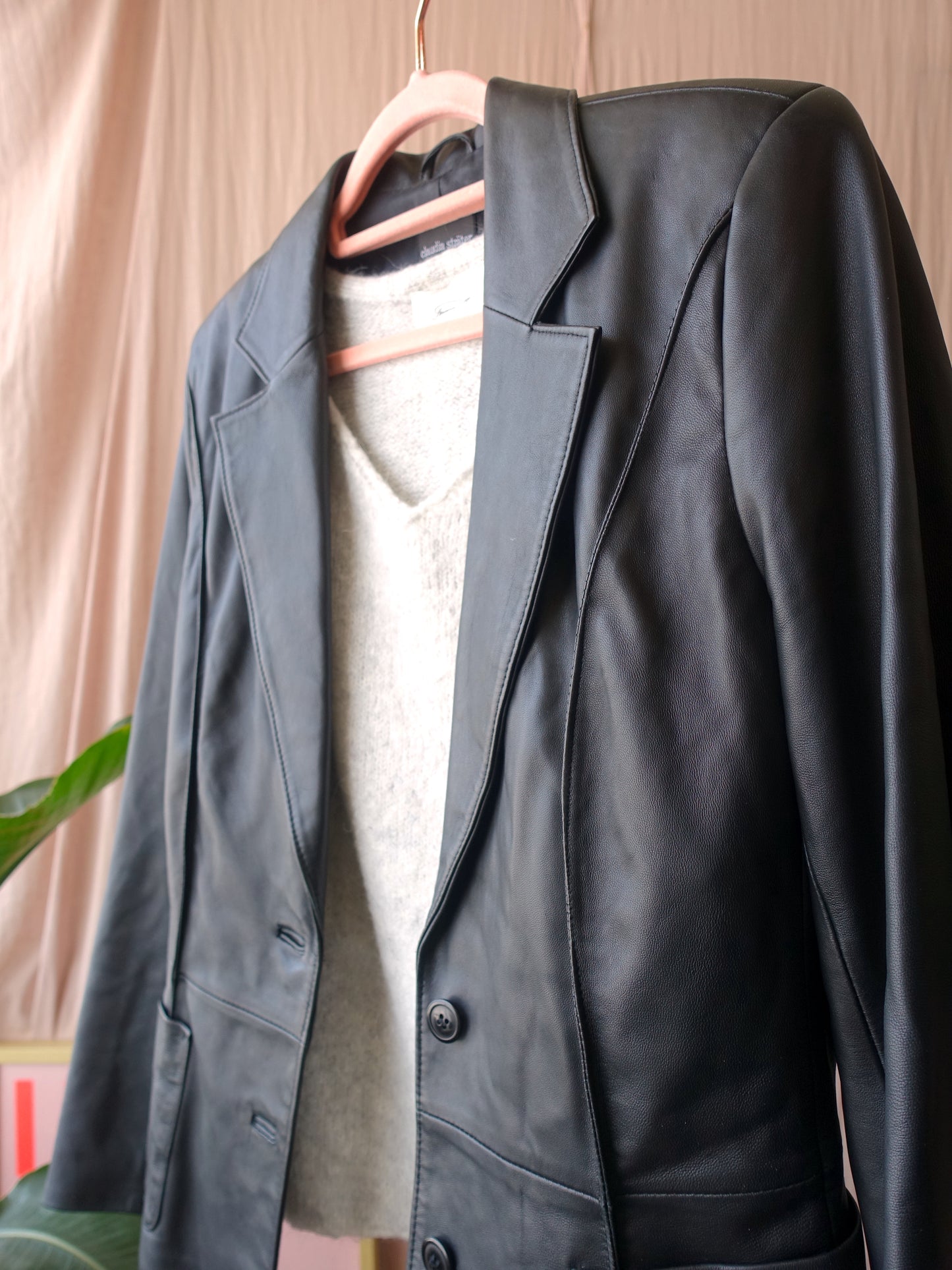 Claudia Sträter lederen blazer zwart