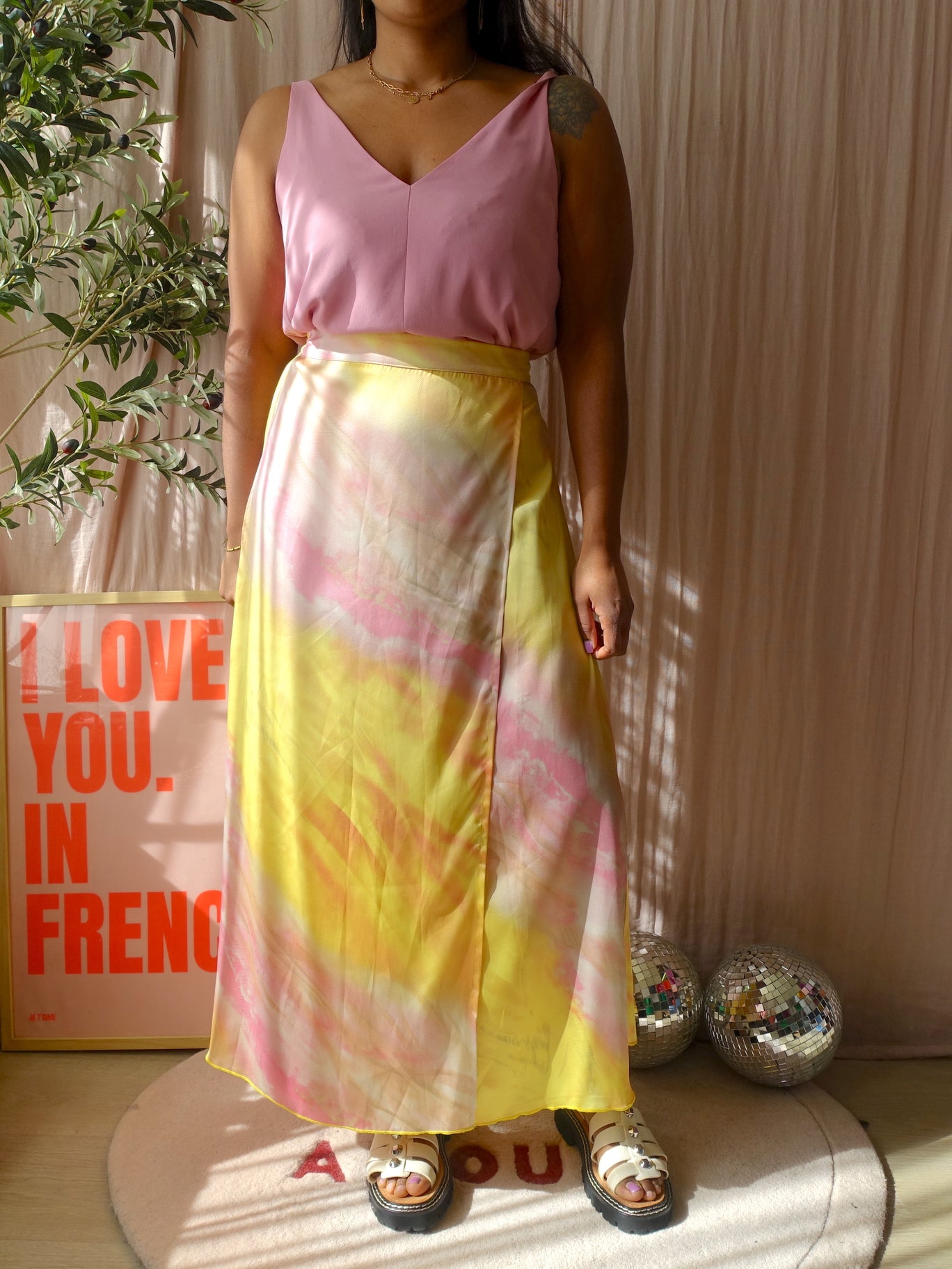 Co'Couture satin marble print rok