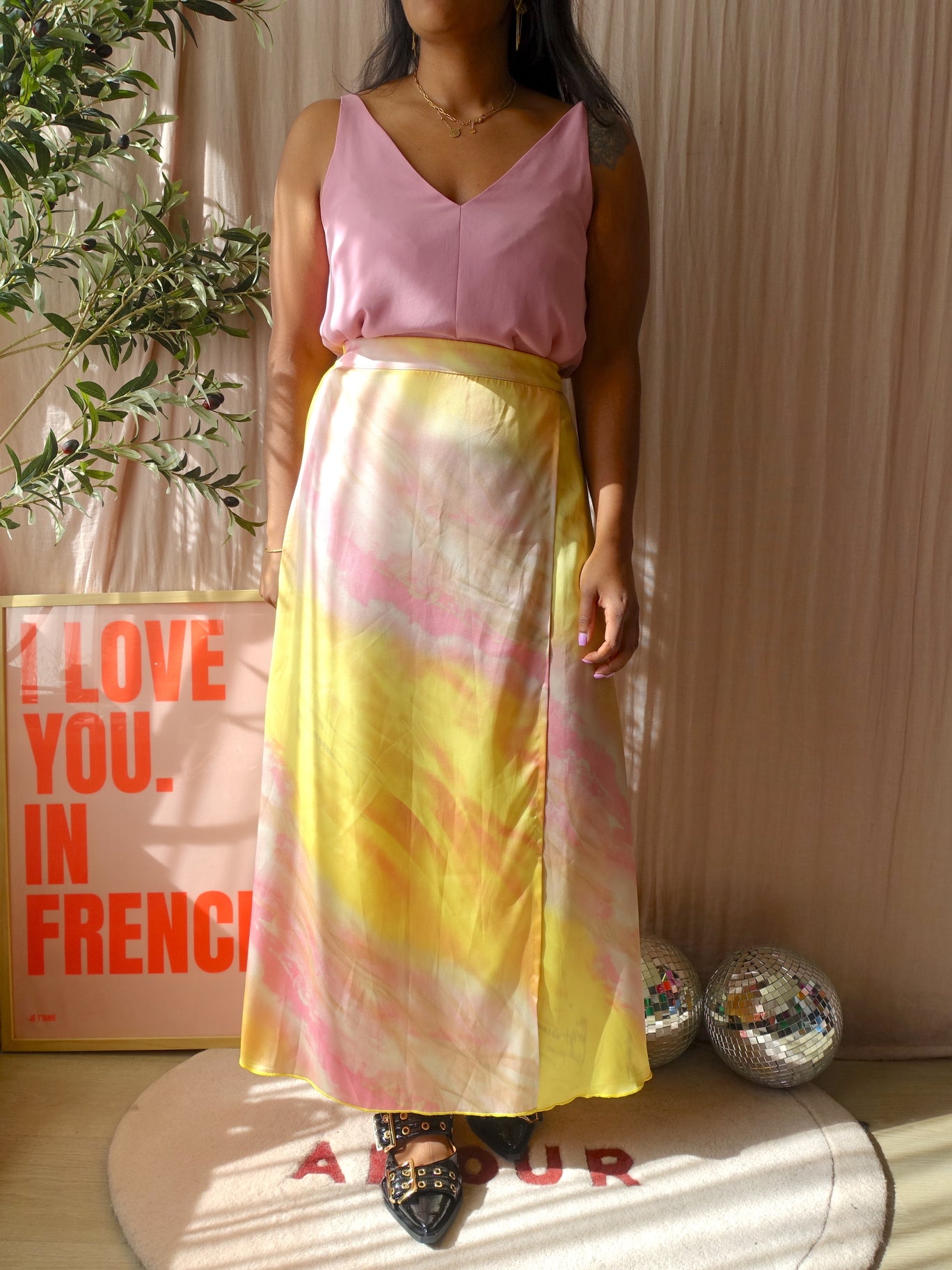 Co'Couture satin marble print rok