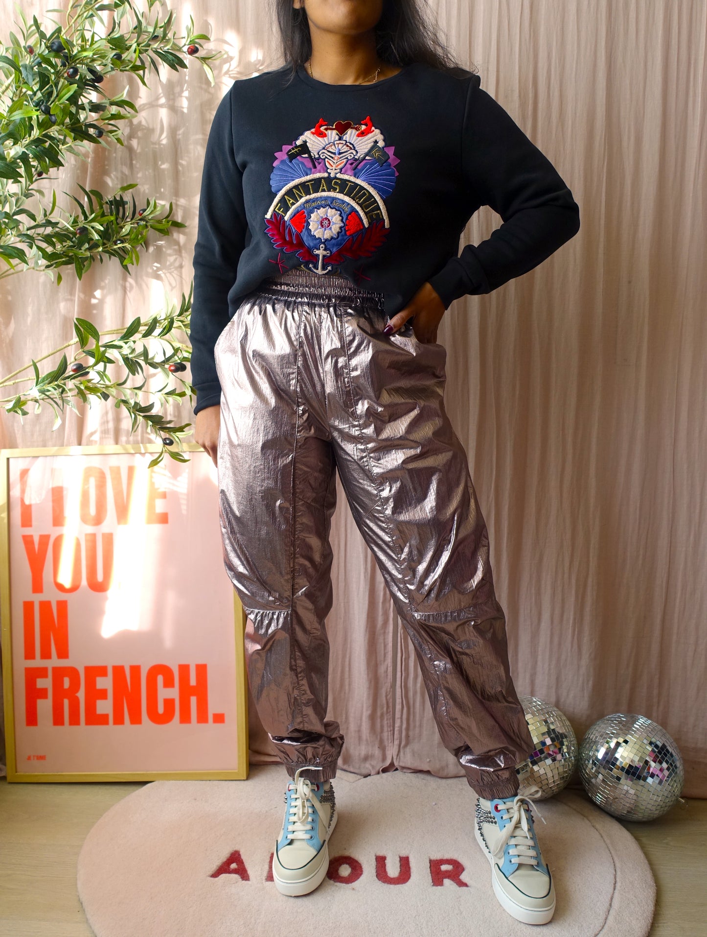 Co'couture trice metal tech pant bronze