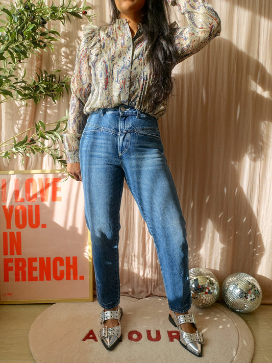 Closed pedal pusher relaxed fit jeans indigo