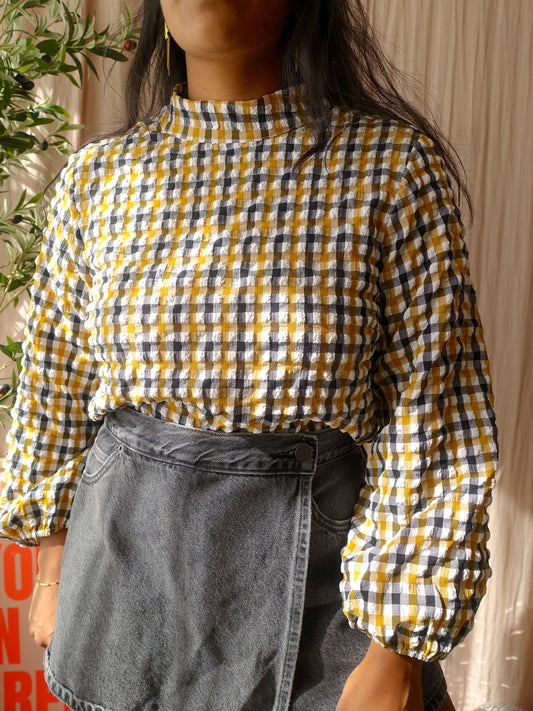 Co'couture seersucker checkered top charlotte