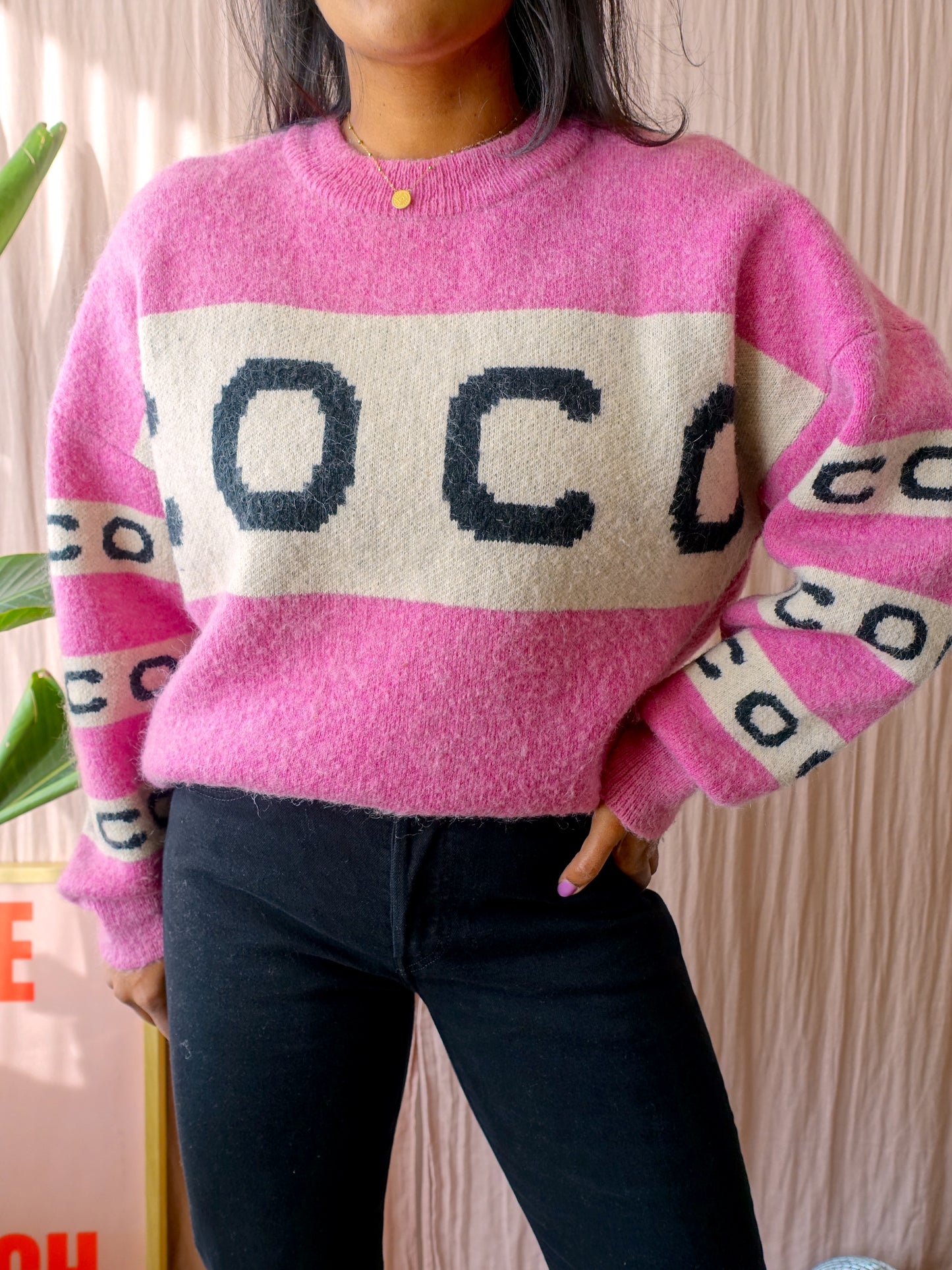 Co'couture leona wool knit poppy pink
