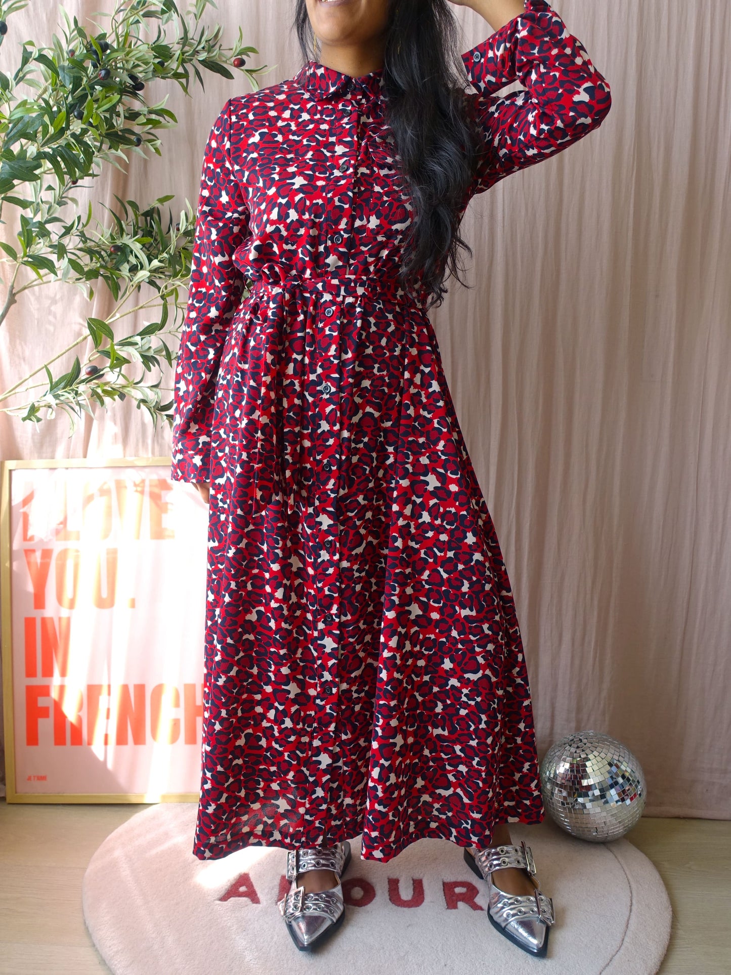 Colourful Rebel leopard maxi jurk bordeaux