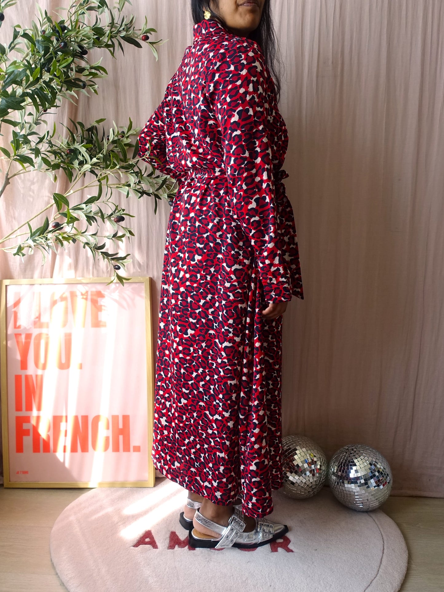 Colourful Rebel leopard maxi jurk bordeaux