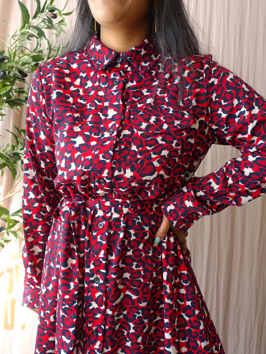 Colourful Rebel leopard maxi jurk bordeaux