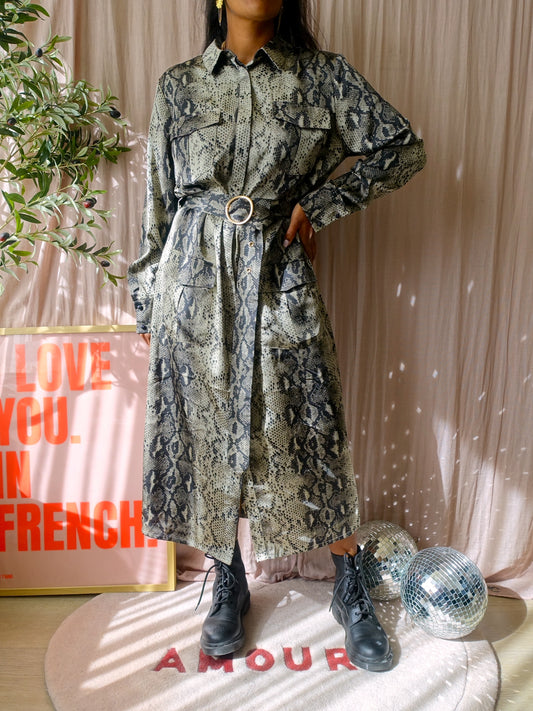 Copenhagen Muse belted satin jurk army