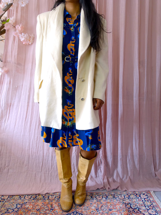 Vintage oversized wool blazercoat creme