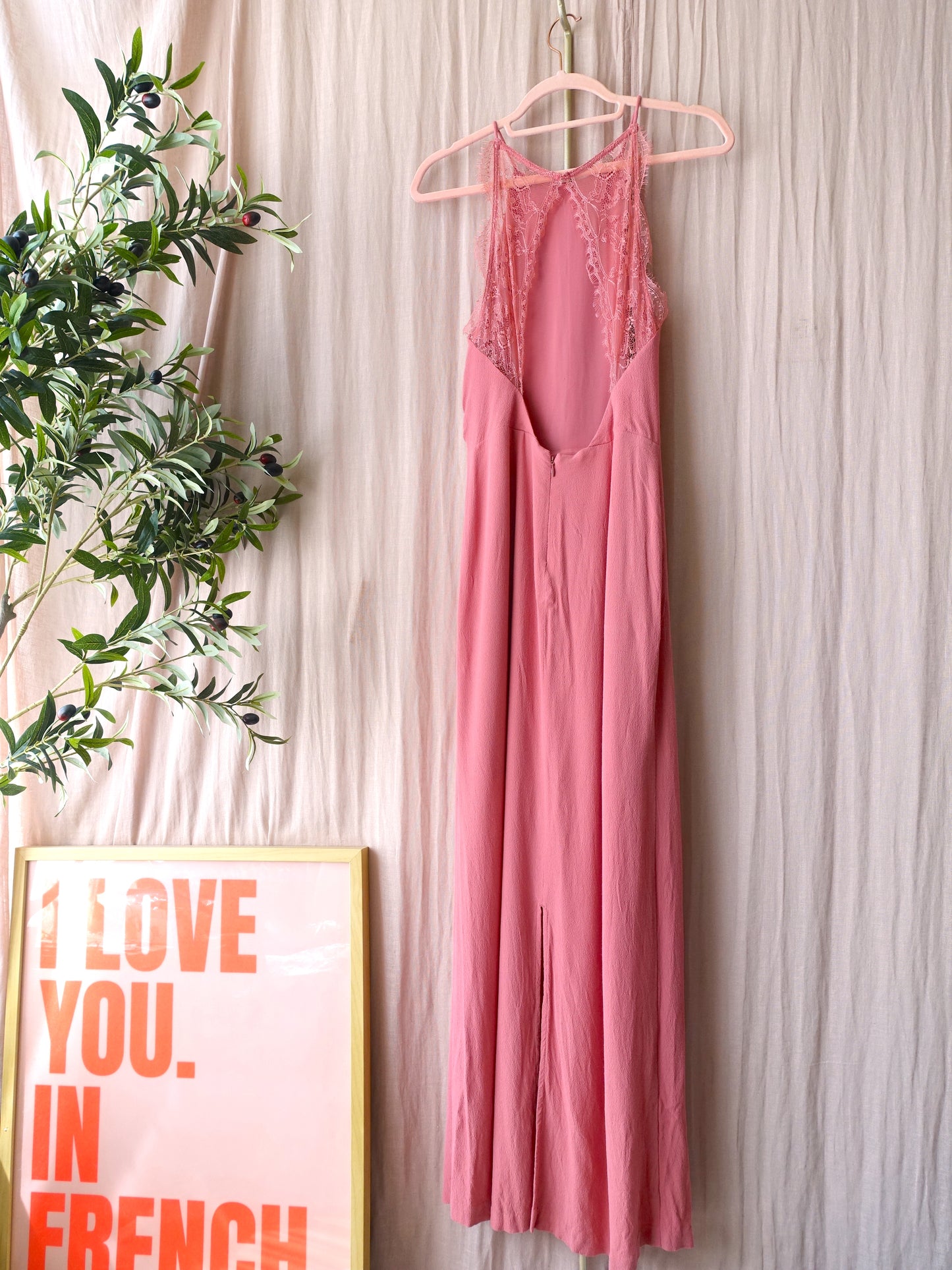 Samsøe Samsøe Willow lace back maxi jurk rosa
