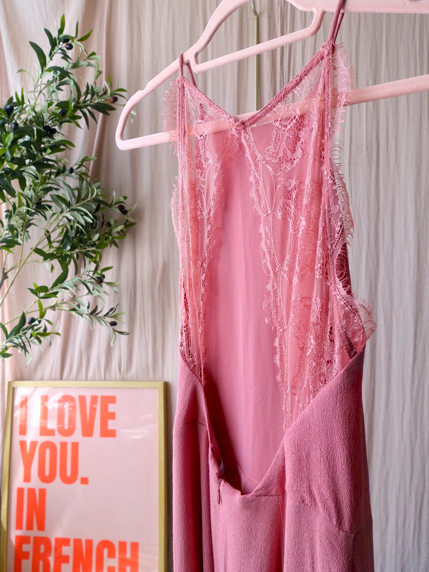 Samsøe Samsøe Willow lace back maxi jurk rosa
