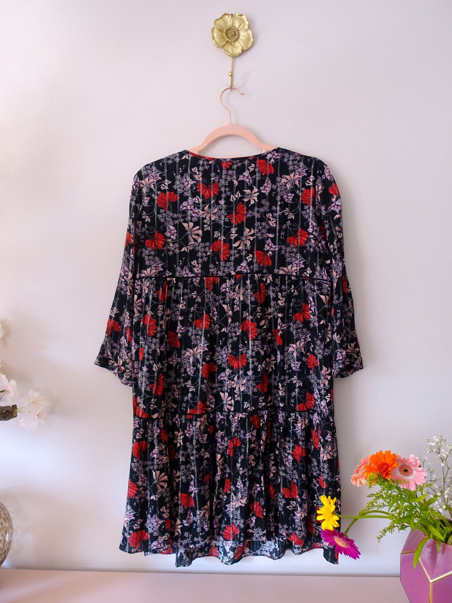 Ba&sh eve floral viscose lurex jurk