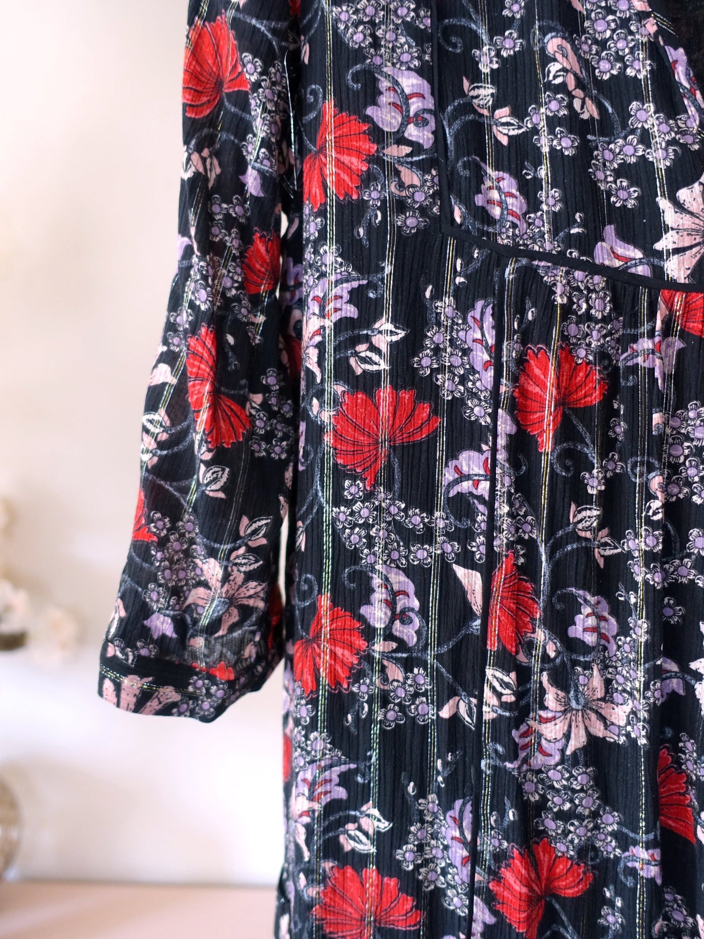 Ba&sh eve floral viscose lurex jurk
