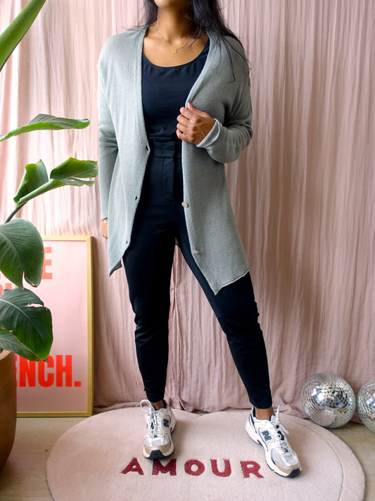 Simple light knit cardigan jade groen