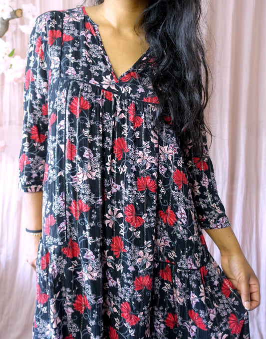 Ba&sh eve floral viscose lurex jurk