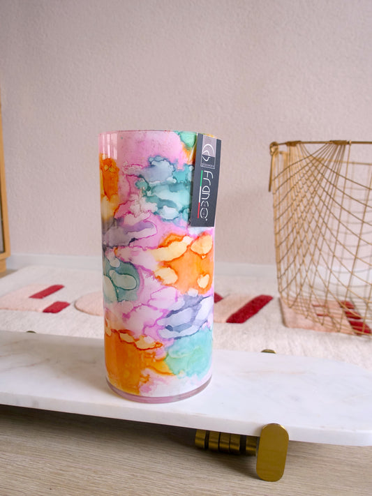 Fidiro glass vaas hoog pastel