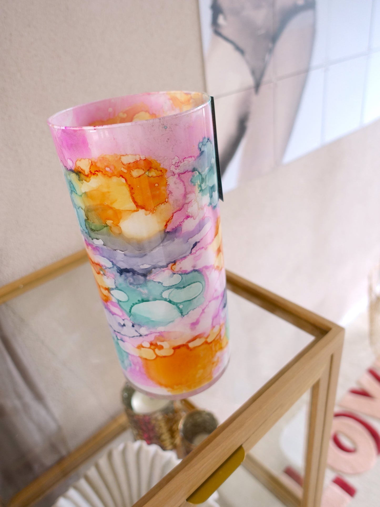 Fidiro glass vaas hoog pastel