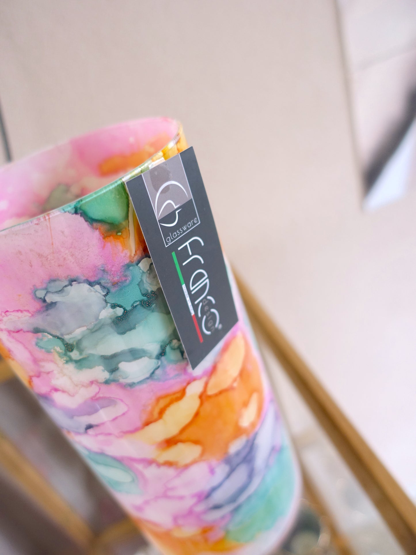 Fidiro glass vaas hoog pastel