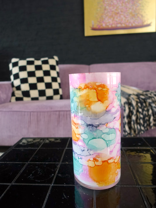 Fidiro glass vaas hoog pastel