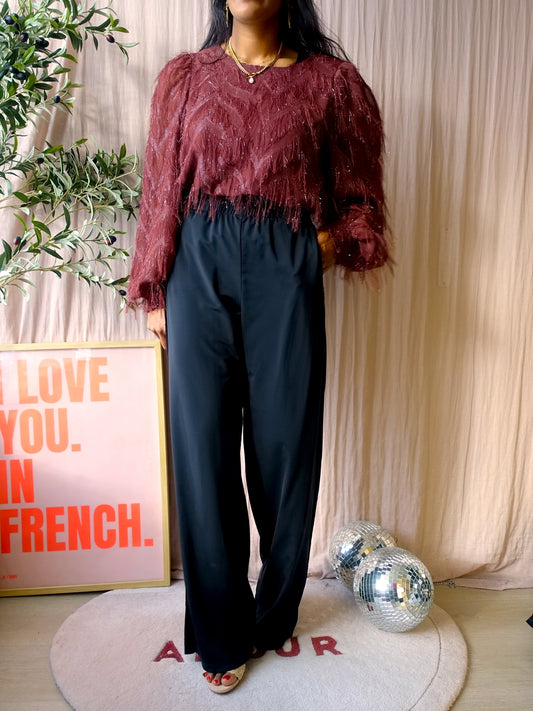 Summum Woman fringe lurex top burgundy wine