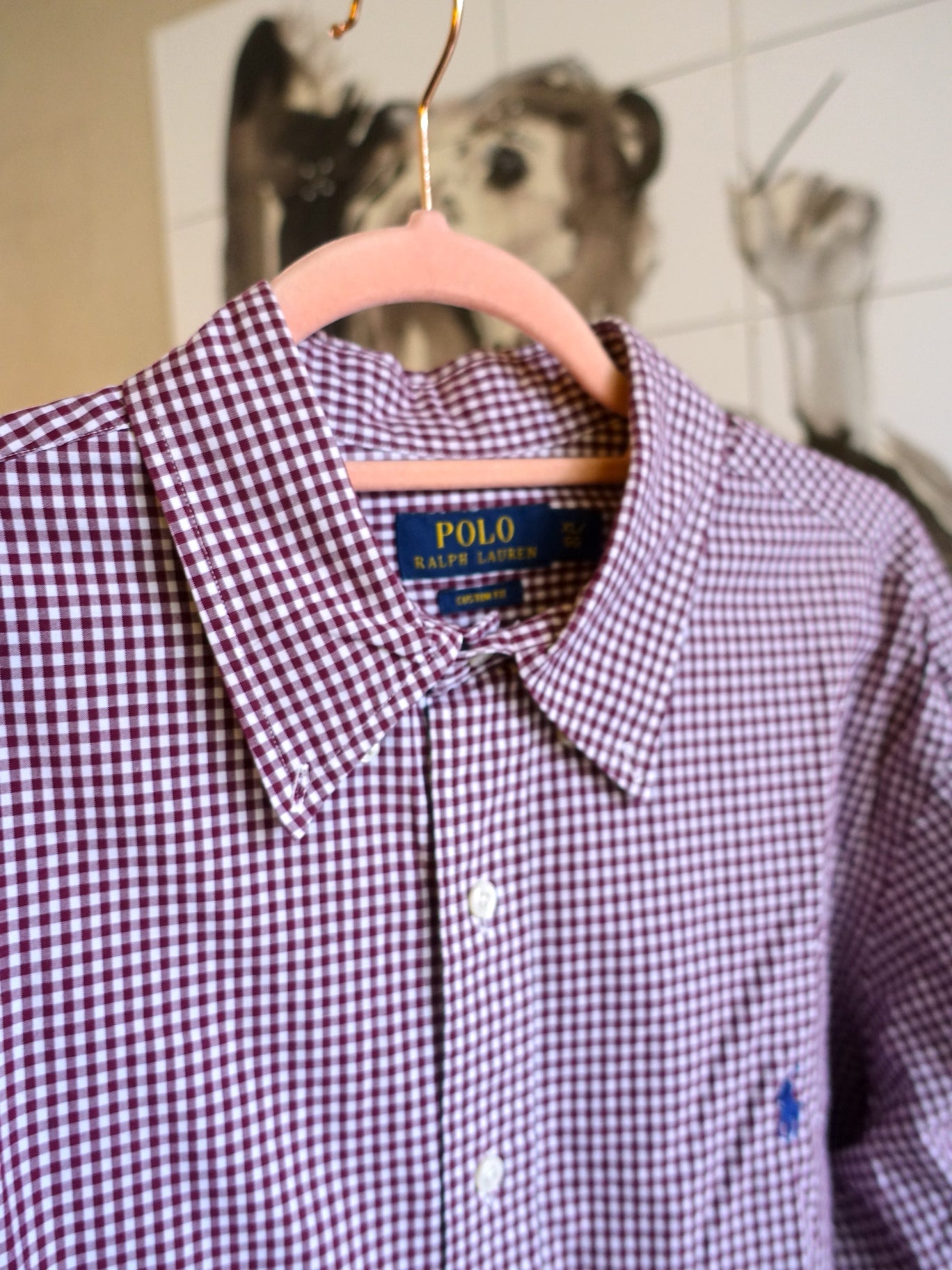 Polo Ralph Lauren gingham shirt bordeaux wine / wit