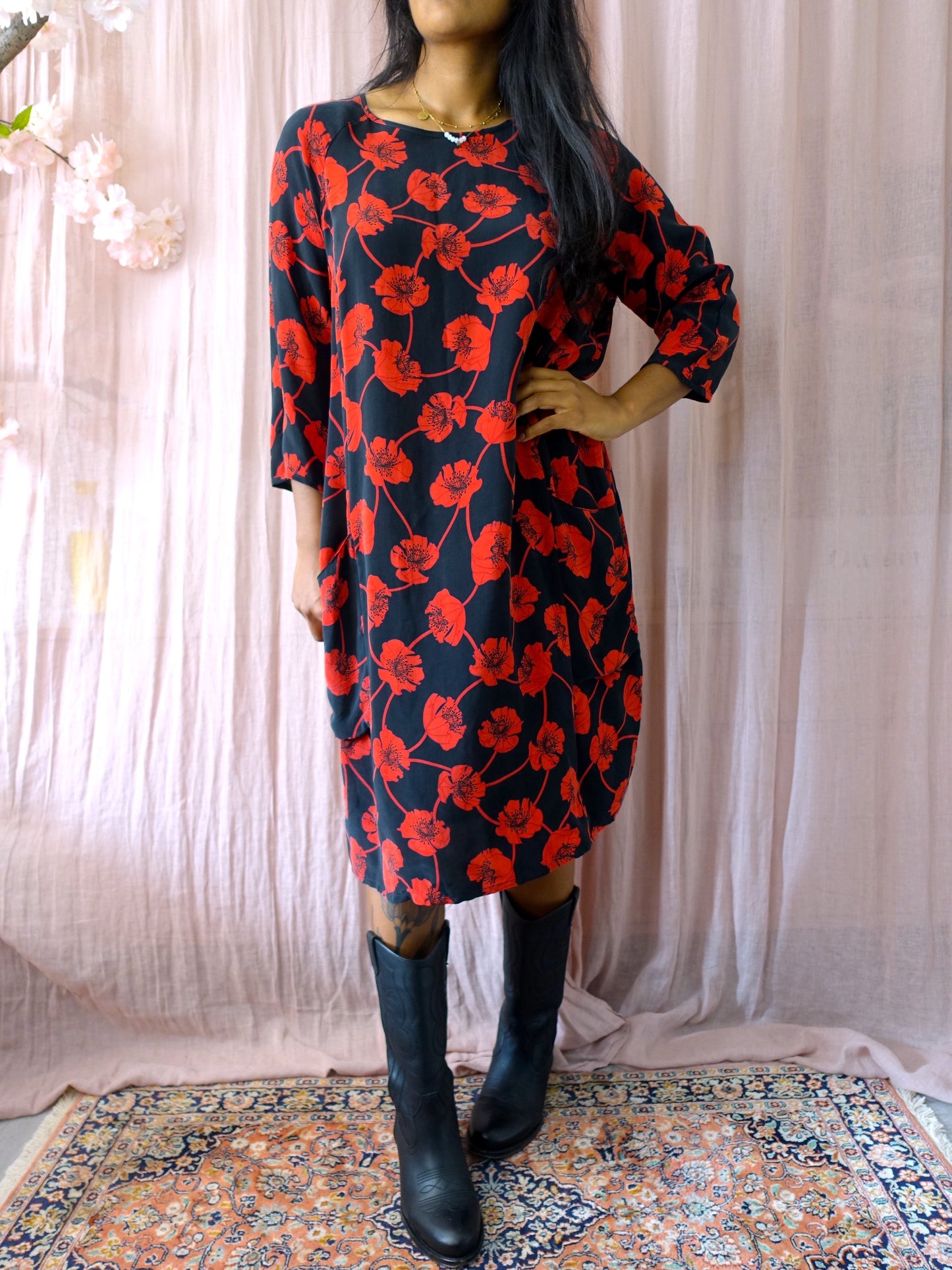 Alba Moda cupro floral jurk