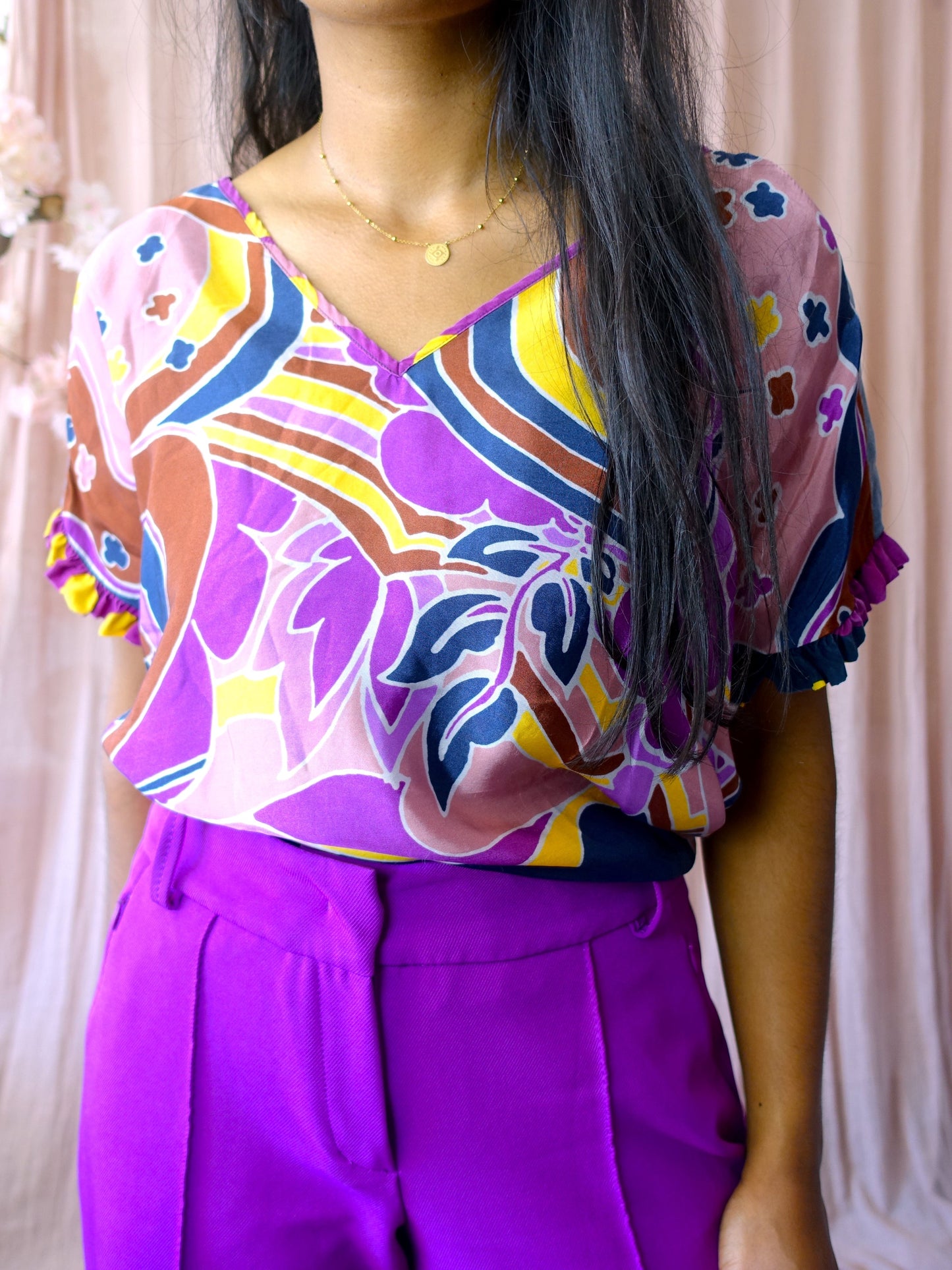 Summum Woman cupro ruffle top