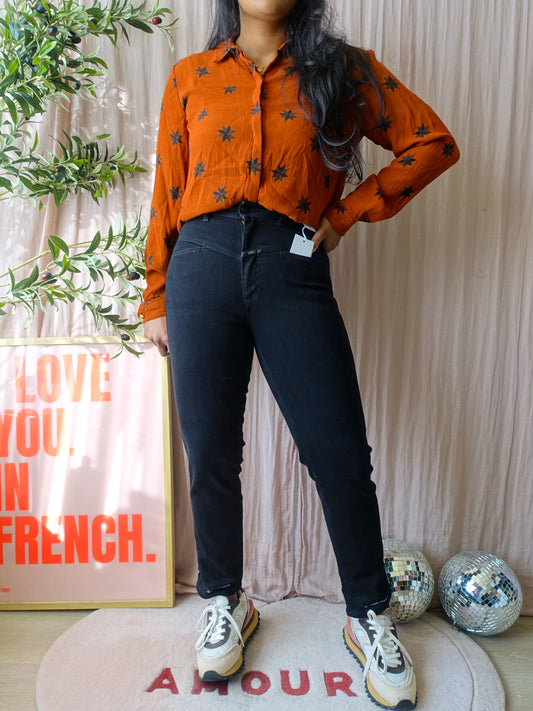 Closed pedal pusher heritage high stretch jeans