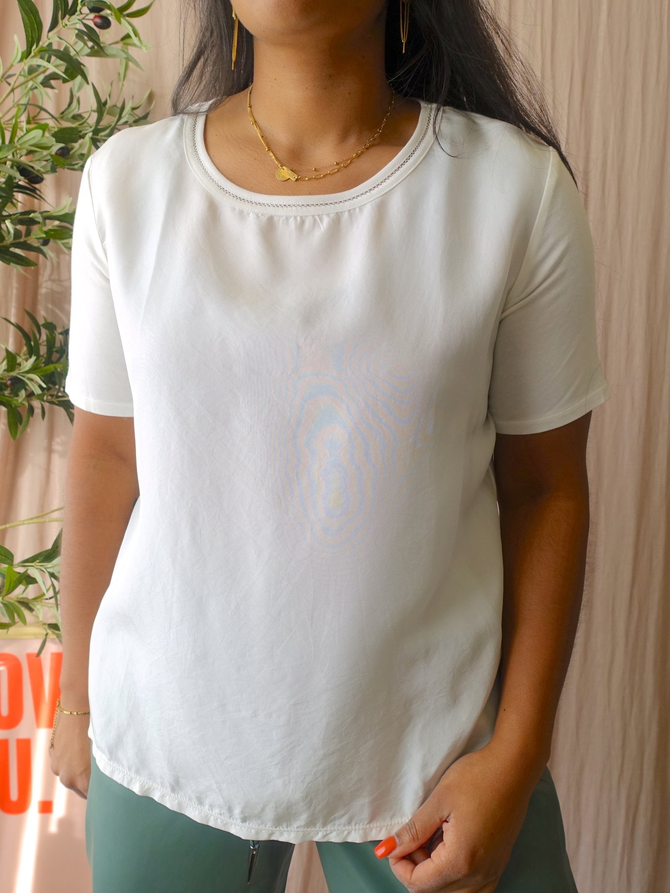 Weekend MaxMara silk mix top snow white