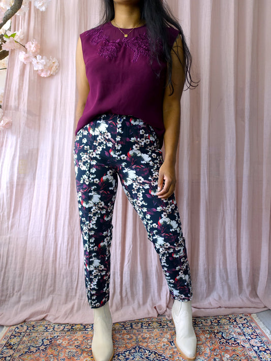 MAC anna zip floral stretch pantalon