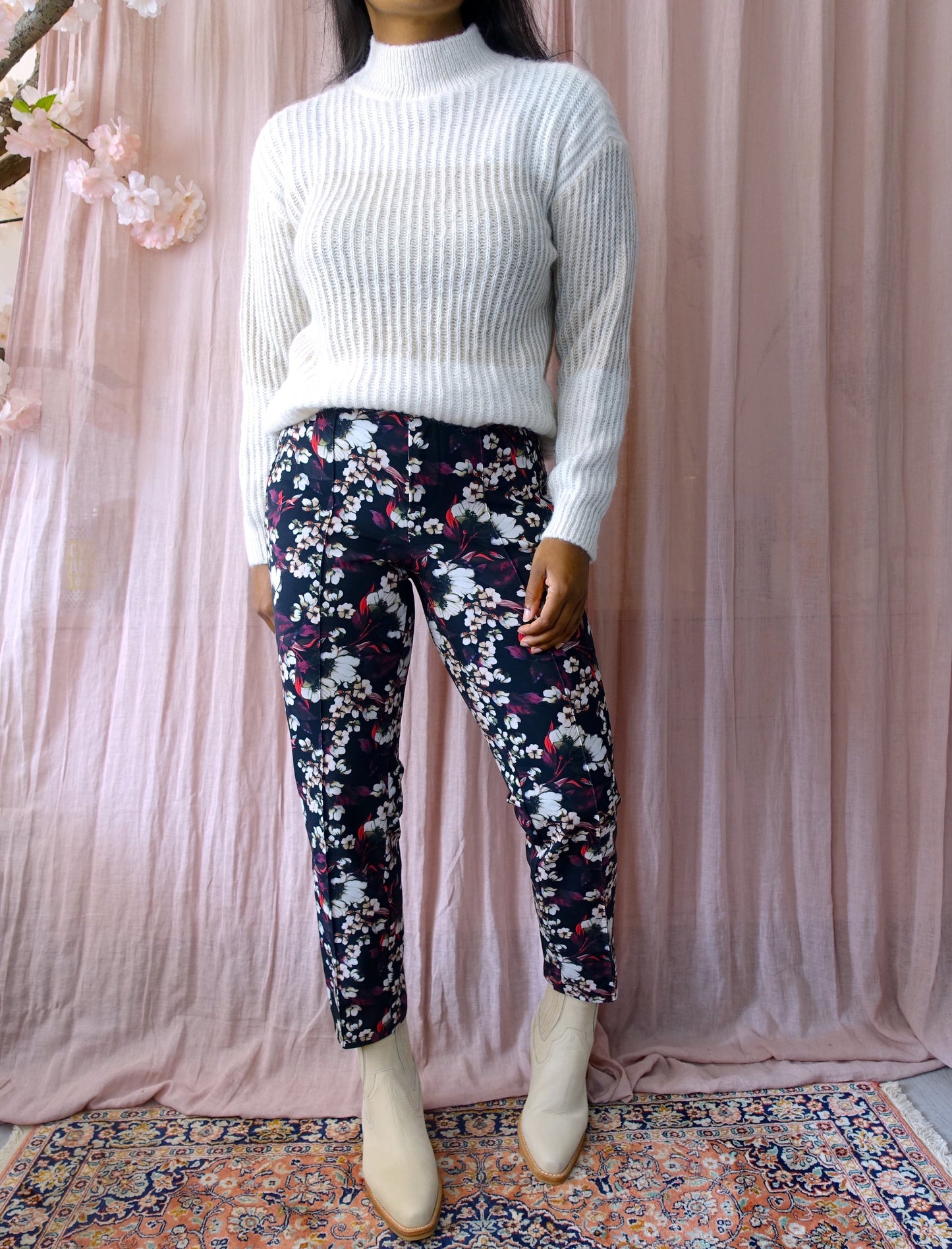 MAC anna zip floral stretch pantalon