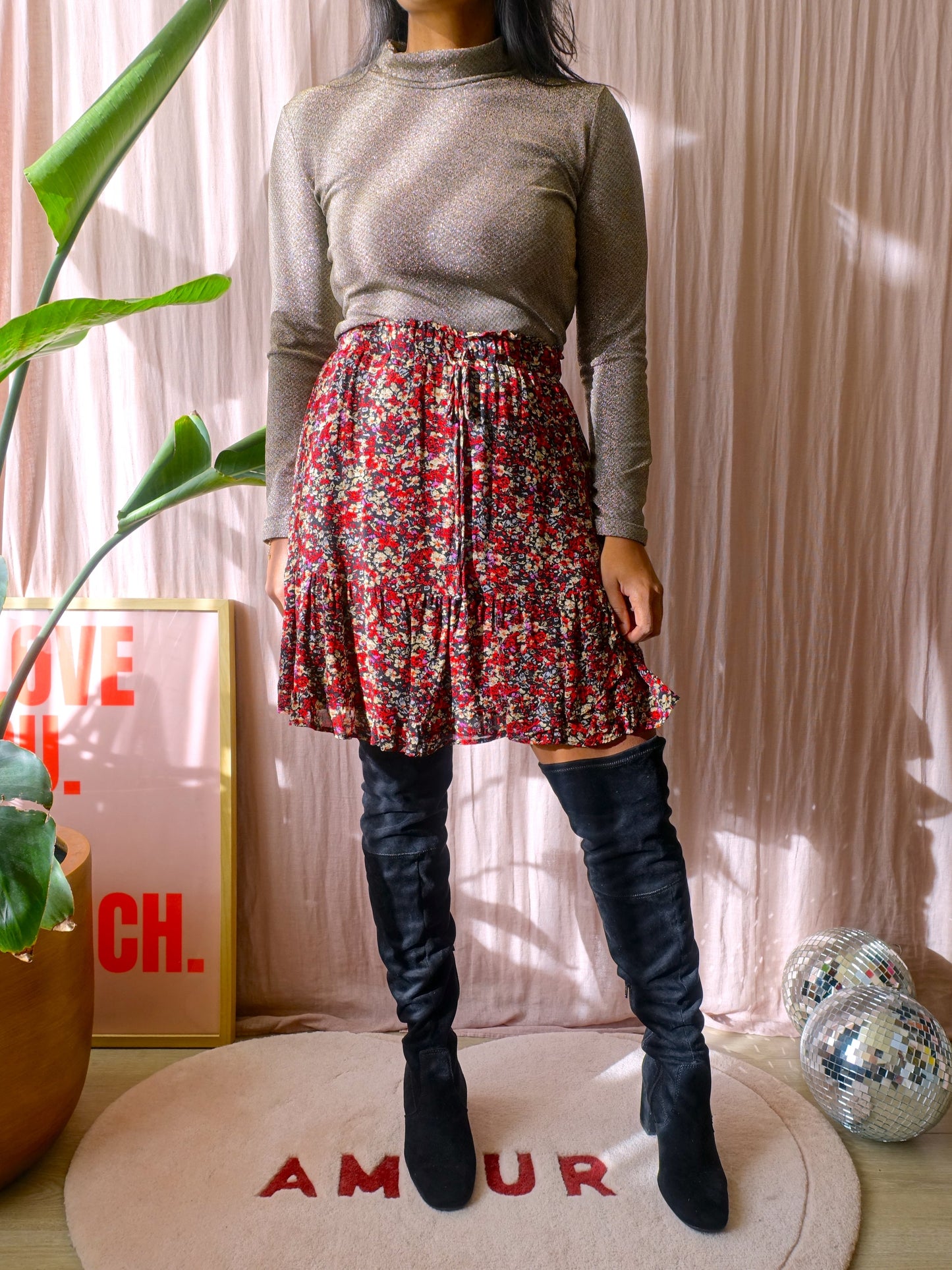 SET high rise viscose floral rok