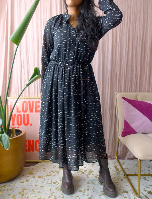 Denham midi jurk graphite