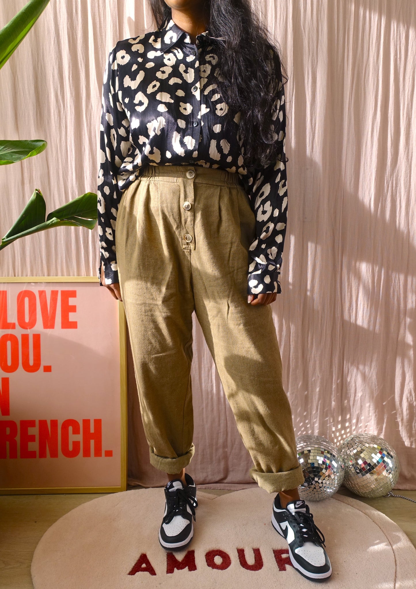 forte_forte linnen tapered trousers beige