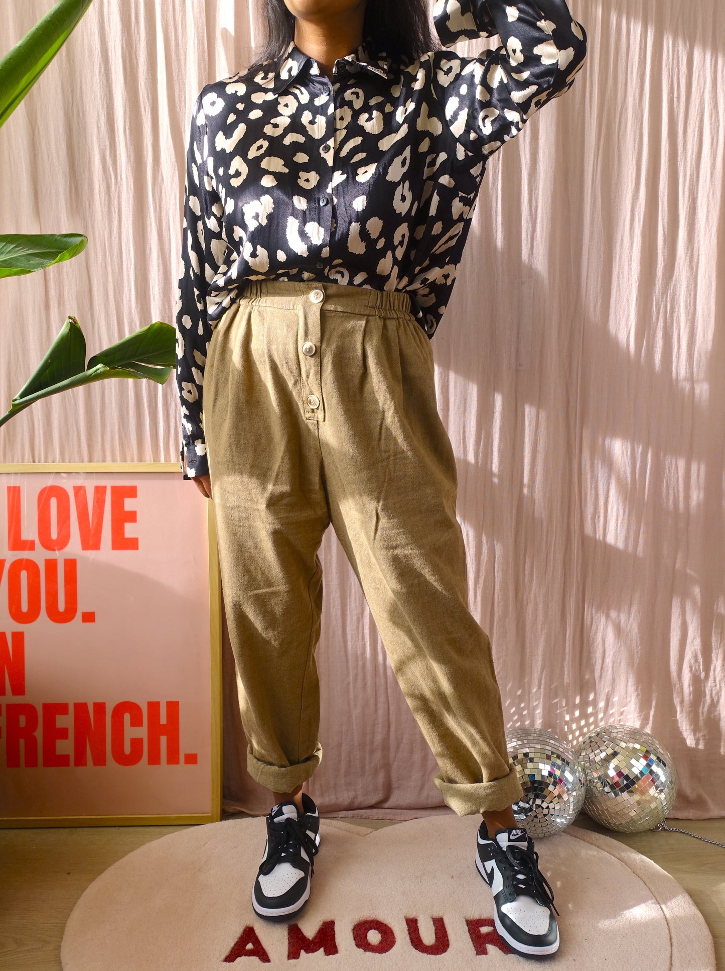forte_forte linnen tapered trousers beige