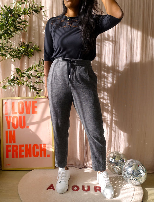 Drykorn high waist cropped pants platinum grey melange