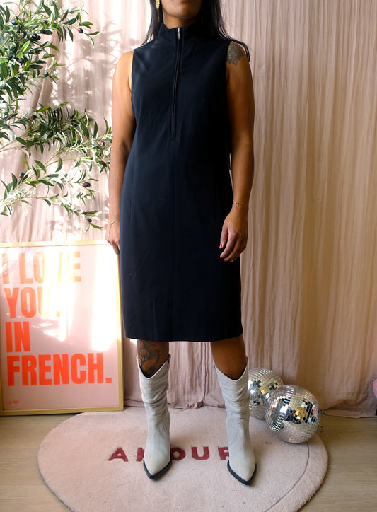 Drykorn sasha jersey stretch zip jurk zwart