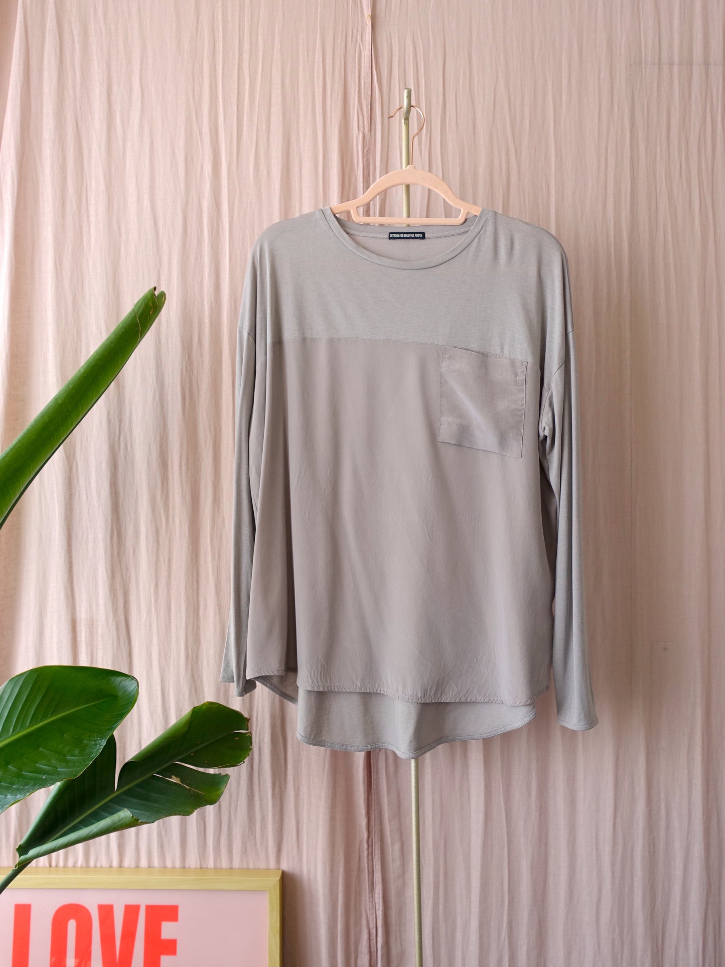 Drykorn silk blend top metal grey