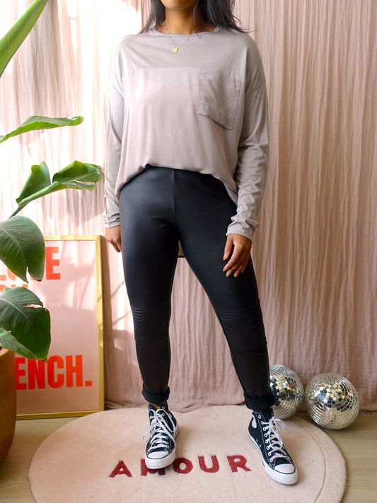 Drykorn silk blend top metal grey