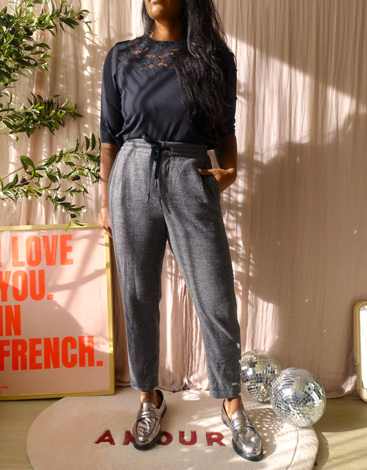 Drykorn woolmix cropped pants grey melange