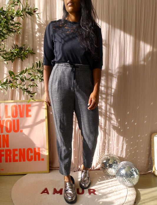 Drykorn woolmix cropped pants grey melange