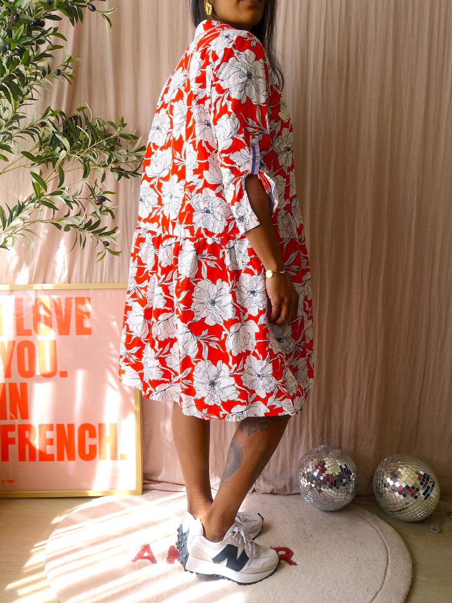 Milano Italy poplin cotton floral jurk