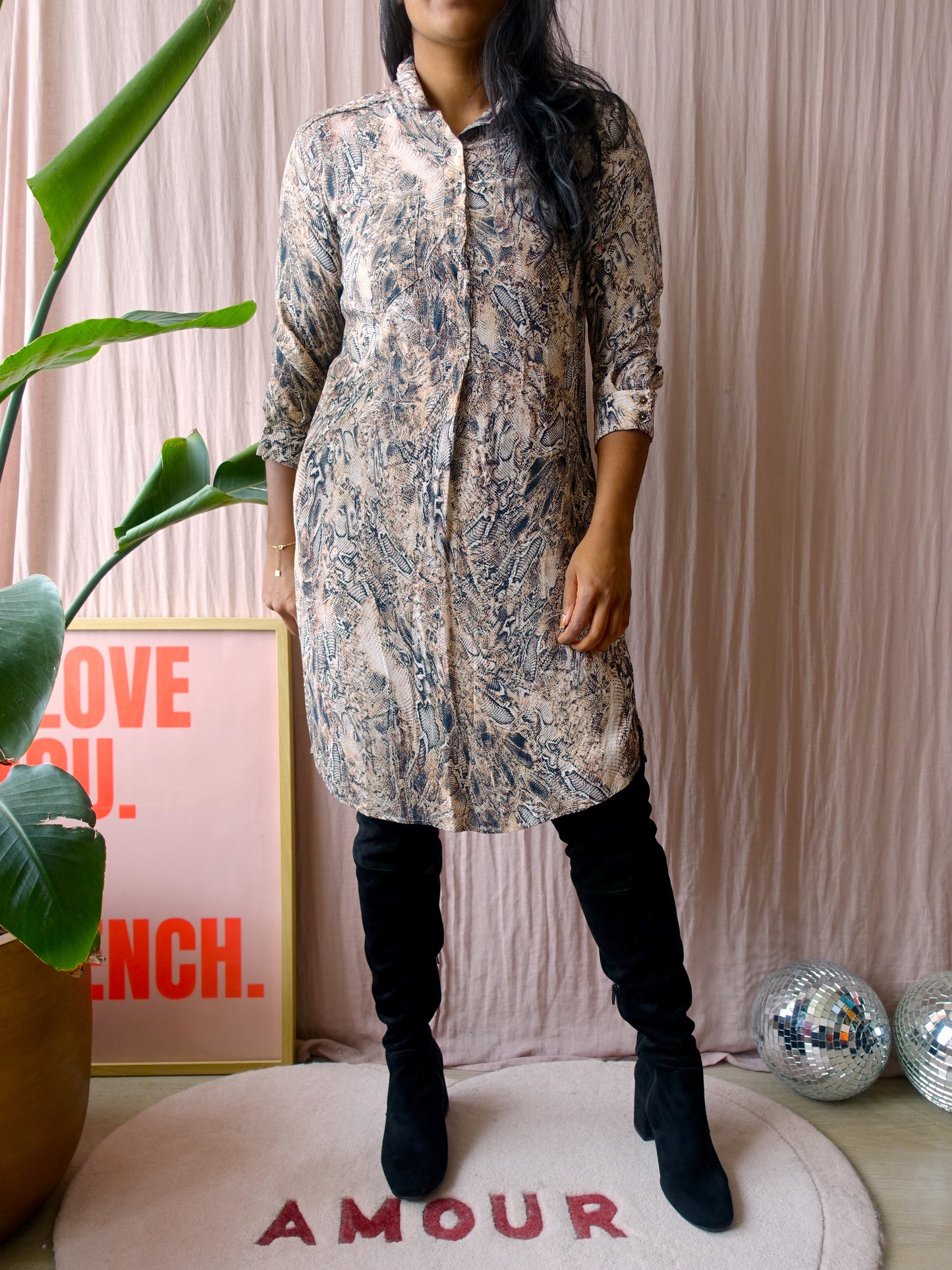 Expresso viscose midi blousejurk