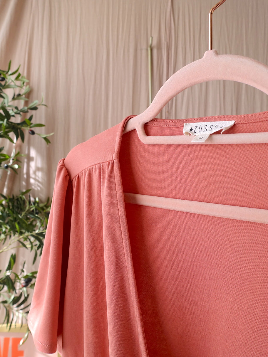 Zusss modalmix wrap over top coral pink