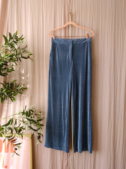 FRNCH velvet rib wide leg old blue