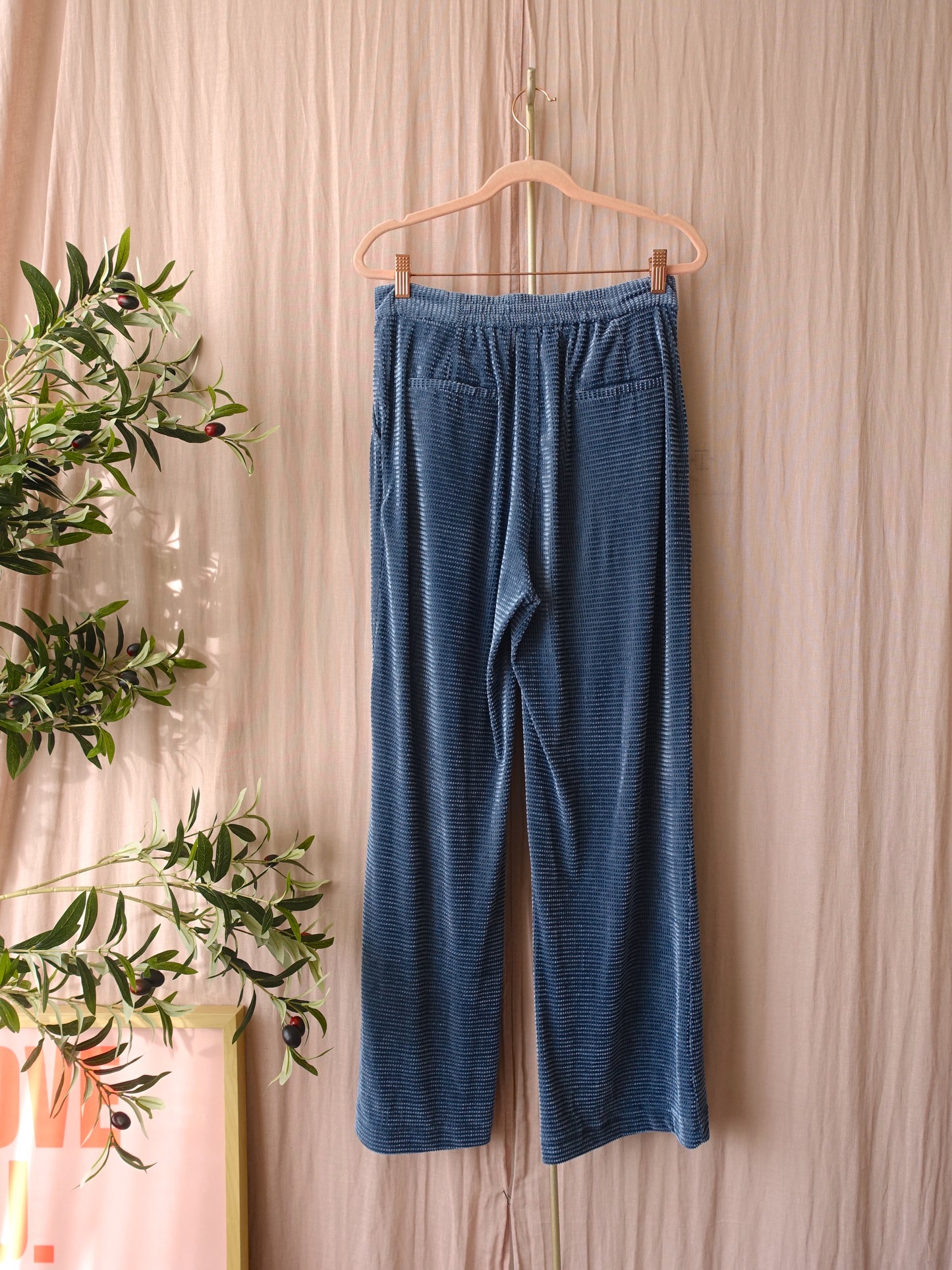 FRNCH velvet rib wide leg old blue