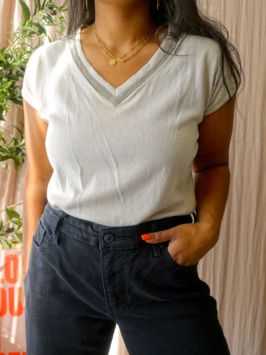 Fabiana Filippi designer fine knit tee light grey