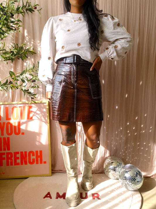 Sacha high leather chunky boots offwhite