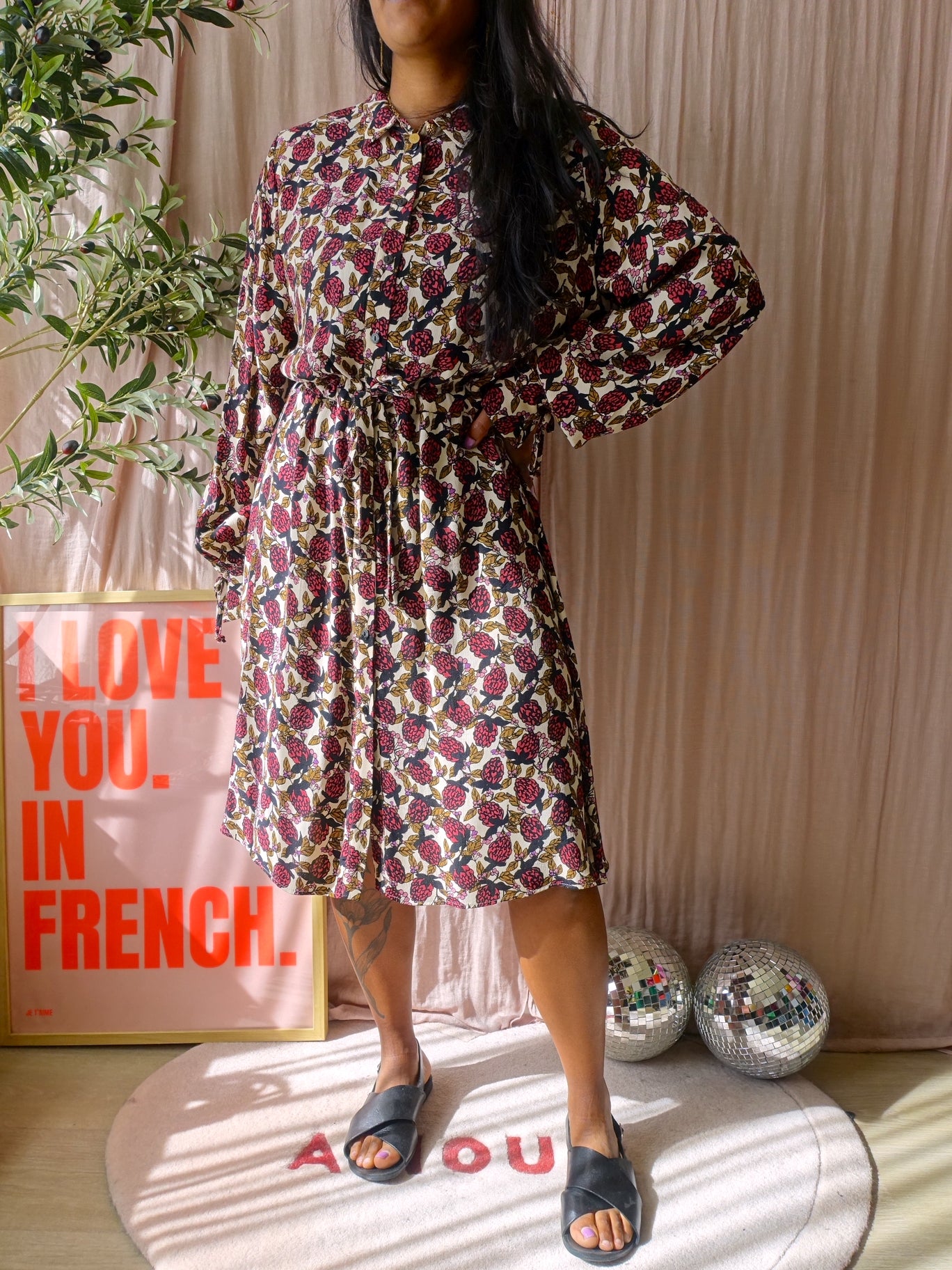 Fabienne Chapot viscose frida bow jurk very berry